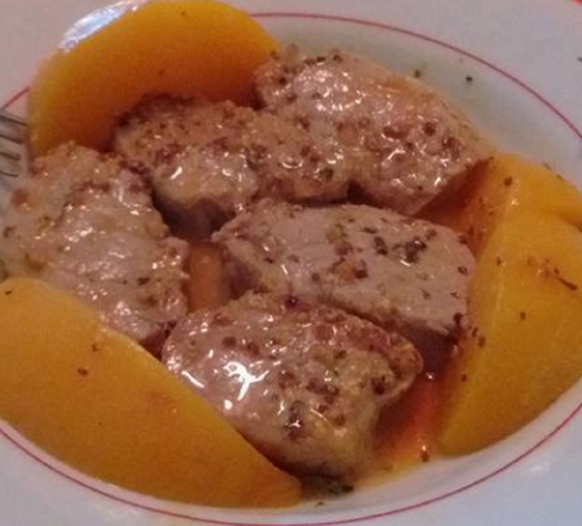 Recette: Filet de porc aux pches.