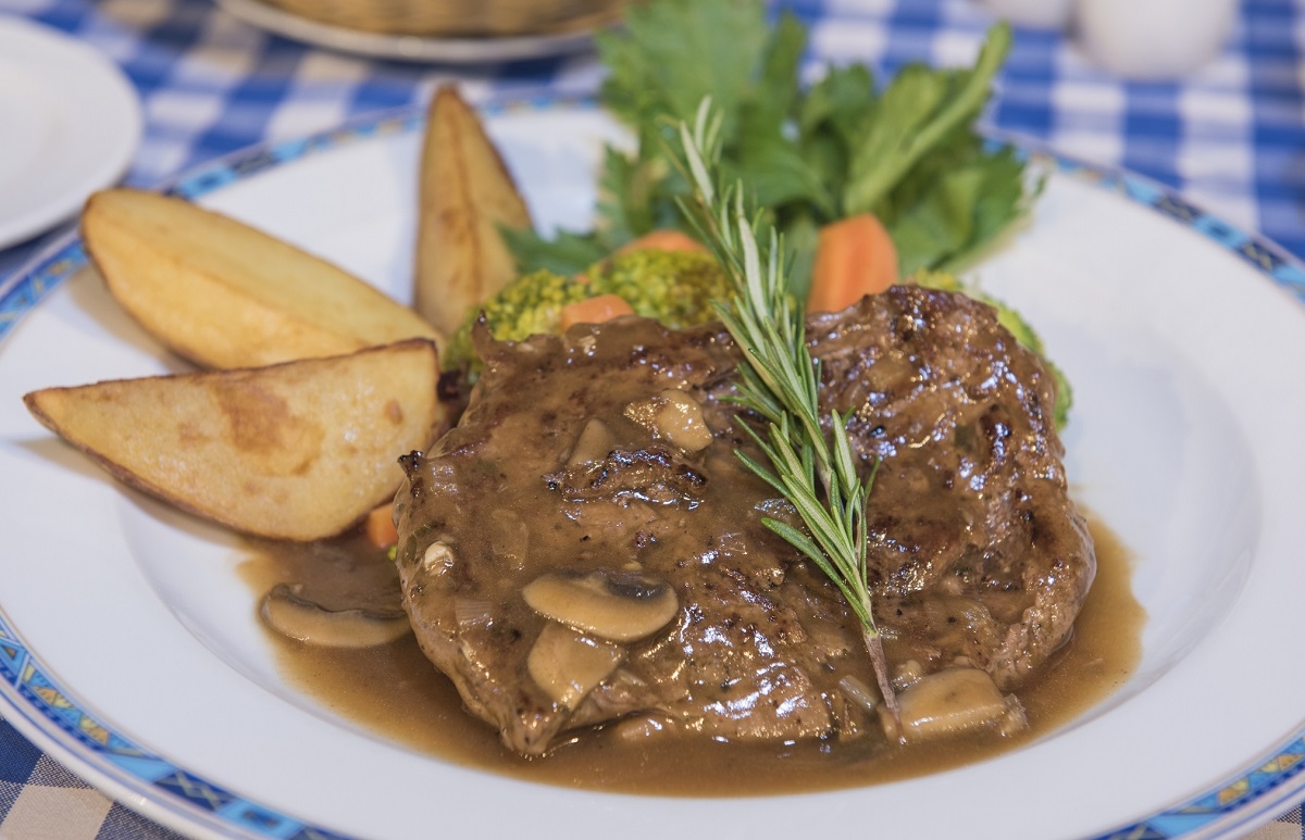 Recette: Steak, sauce champignons.