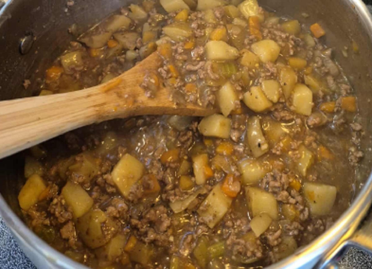 Recette: Fricasse de boeuf hach et lgumes.