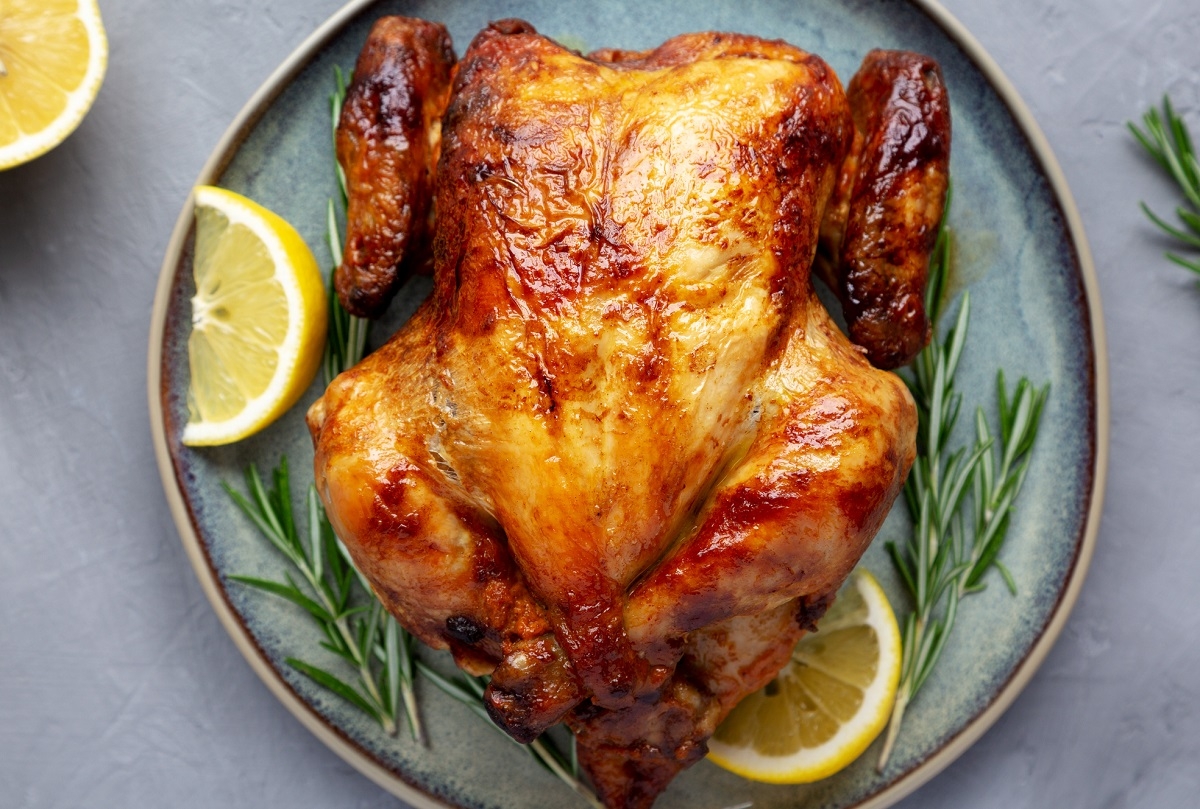 Recette: Poulet rti aux fines herbes et citron.