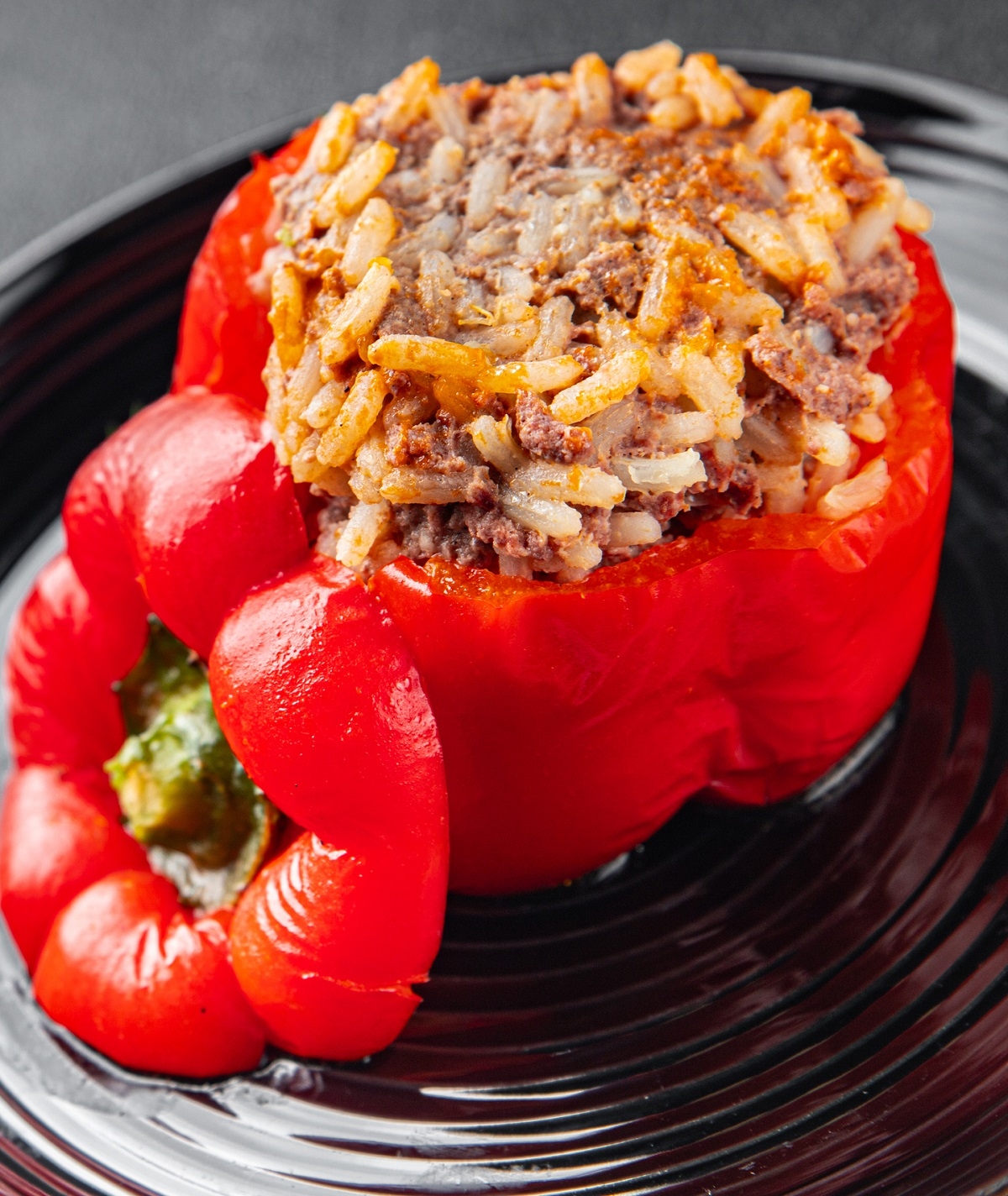 Recette: Poivron farci au boeuf et au riz.