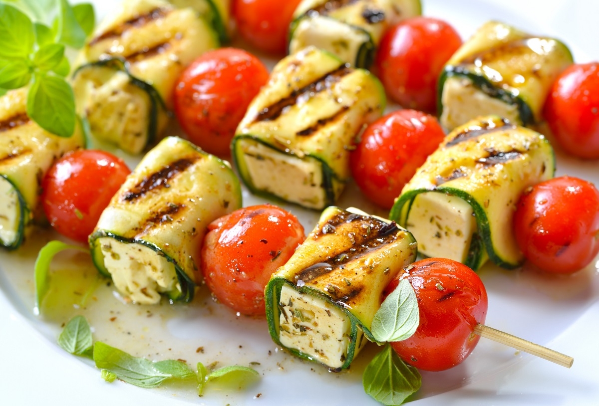 Recette: Brochettes de courgettes et feta.