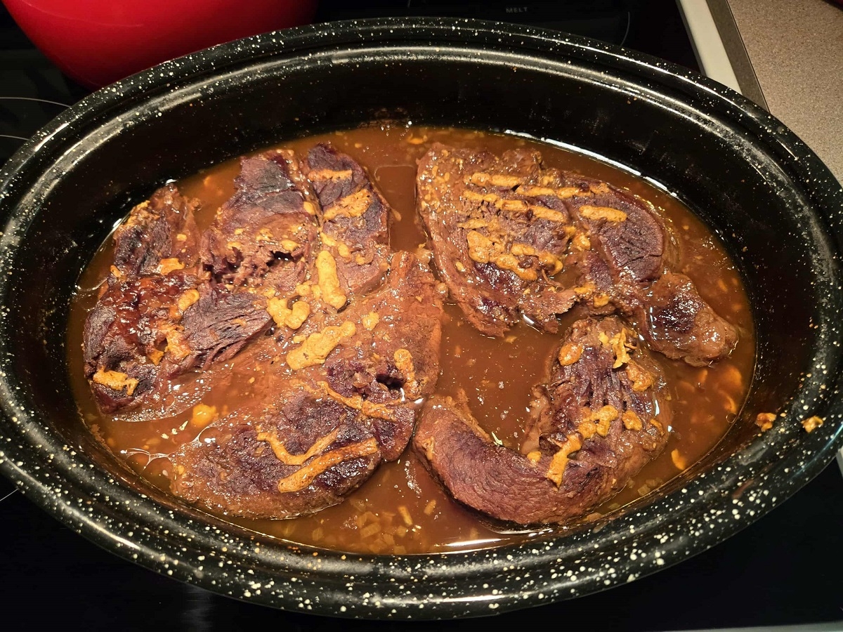 Recette: Rti de palette  la moutarde et  l'oignon.