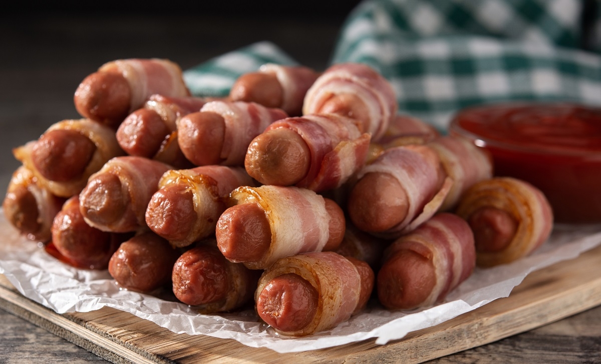 Recette: Saucisses enroul�es de bacon.