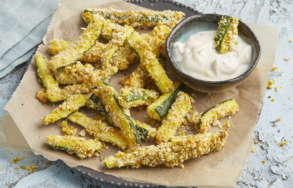 Recette: B�tonnets de courgettes�croustillants.