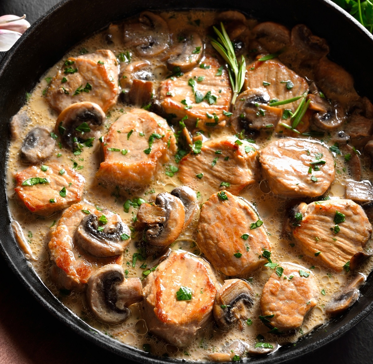 Recette: Rondelles de porc et sa sauce aux champignons