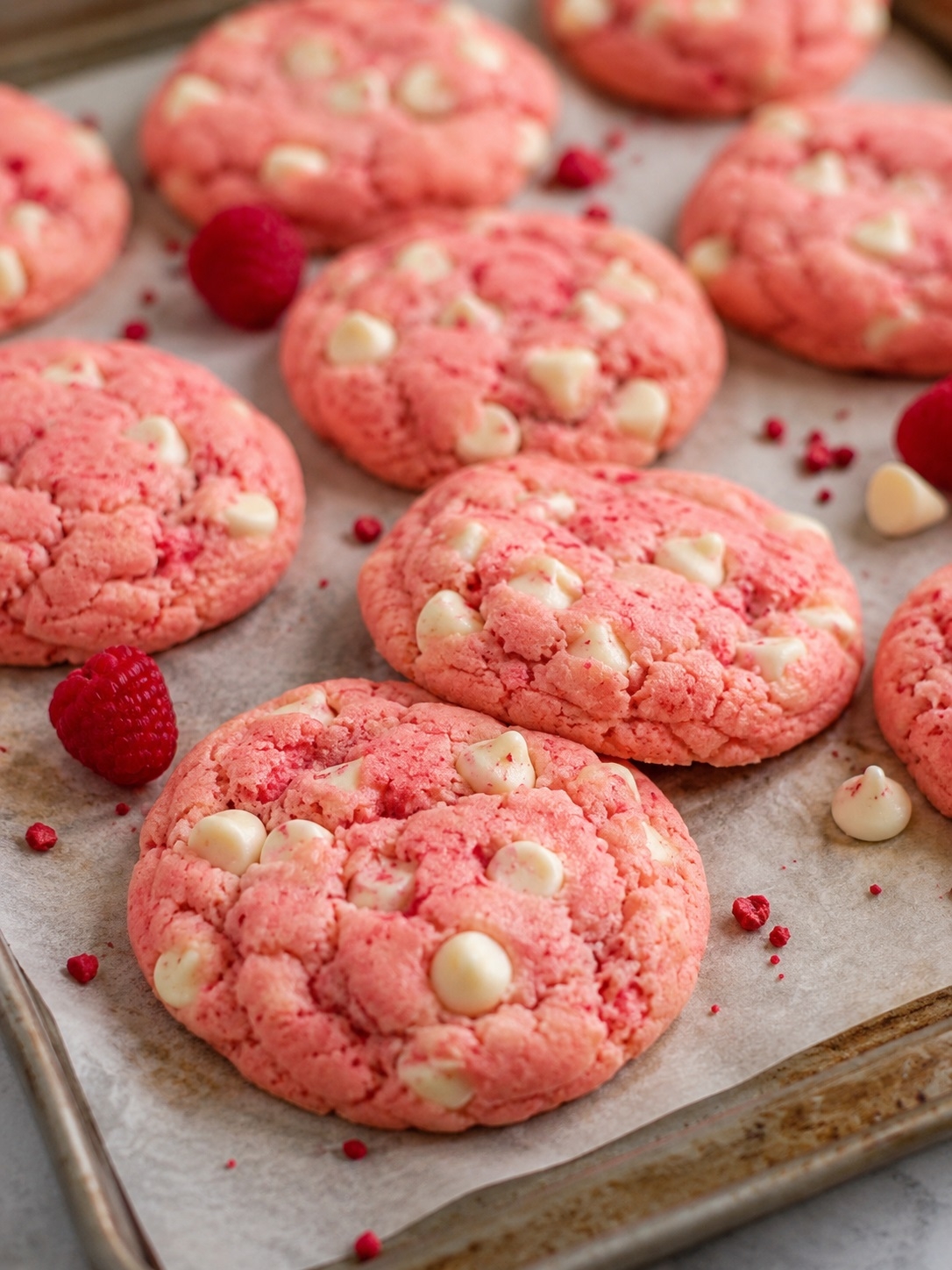 Recette: Biscuits framboises et chocolat blanc.