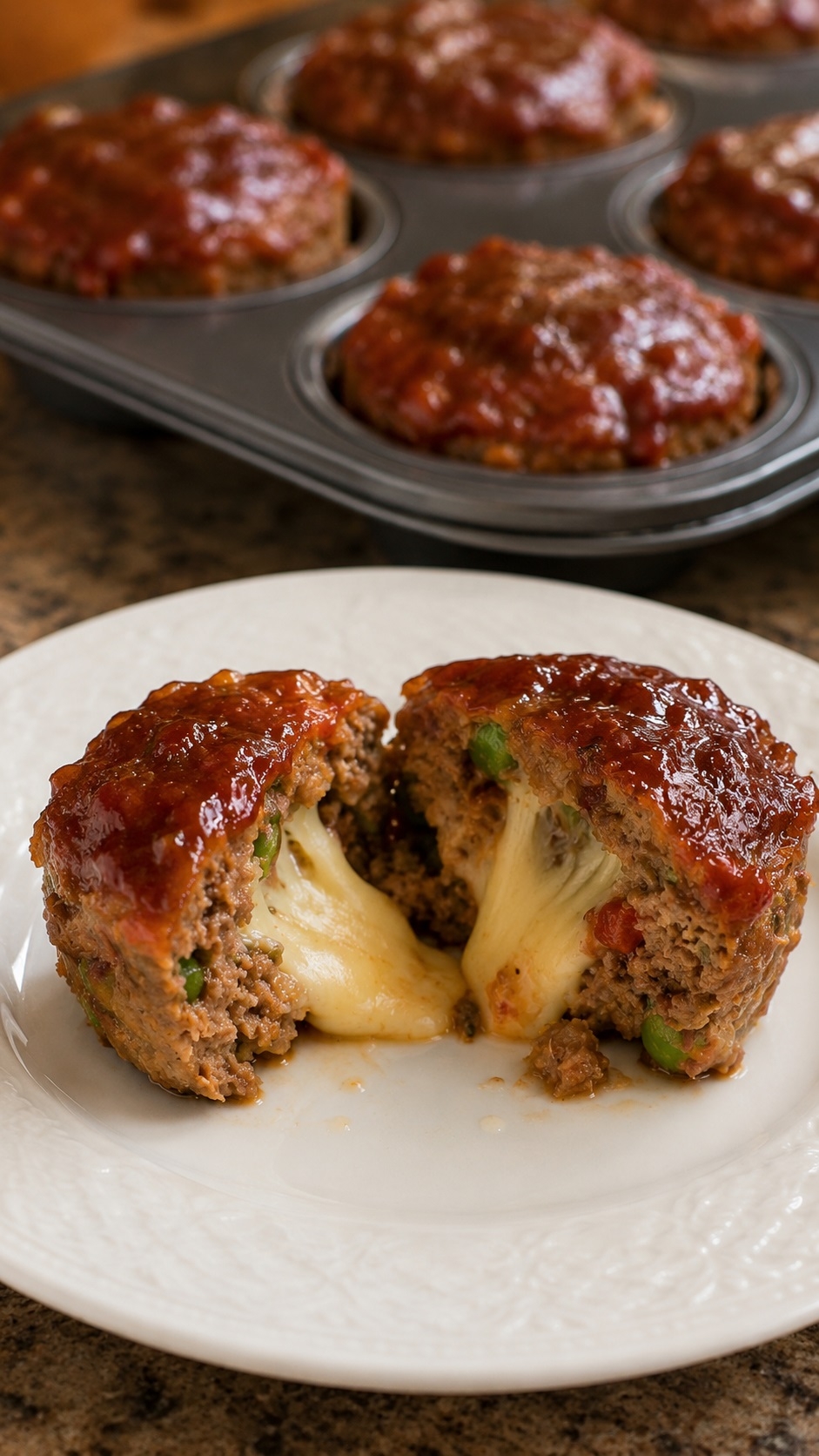 Pains de viande au cheddar en moules � muffins