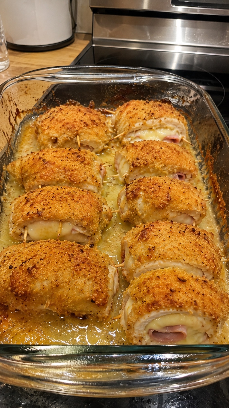 Recette : Roulade de poulet, jambon et fromage