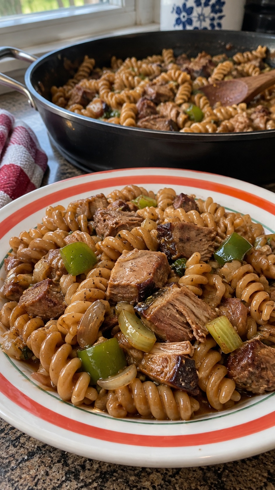 Recette: Fusilis au restant de r�ti de porc.
