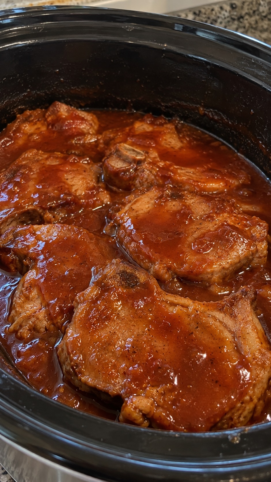 Recette: C�telettes de porc barbecue�� la mijoteuse.