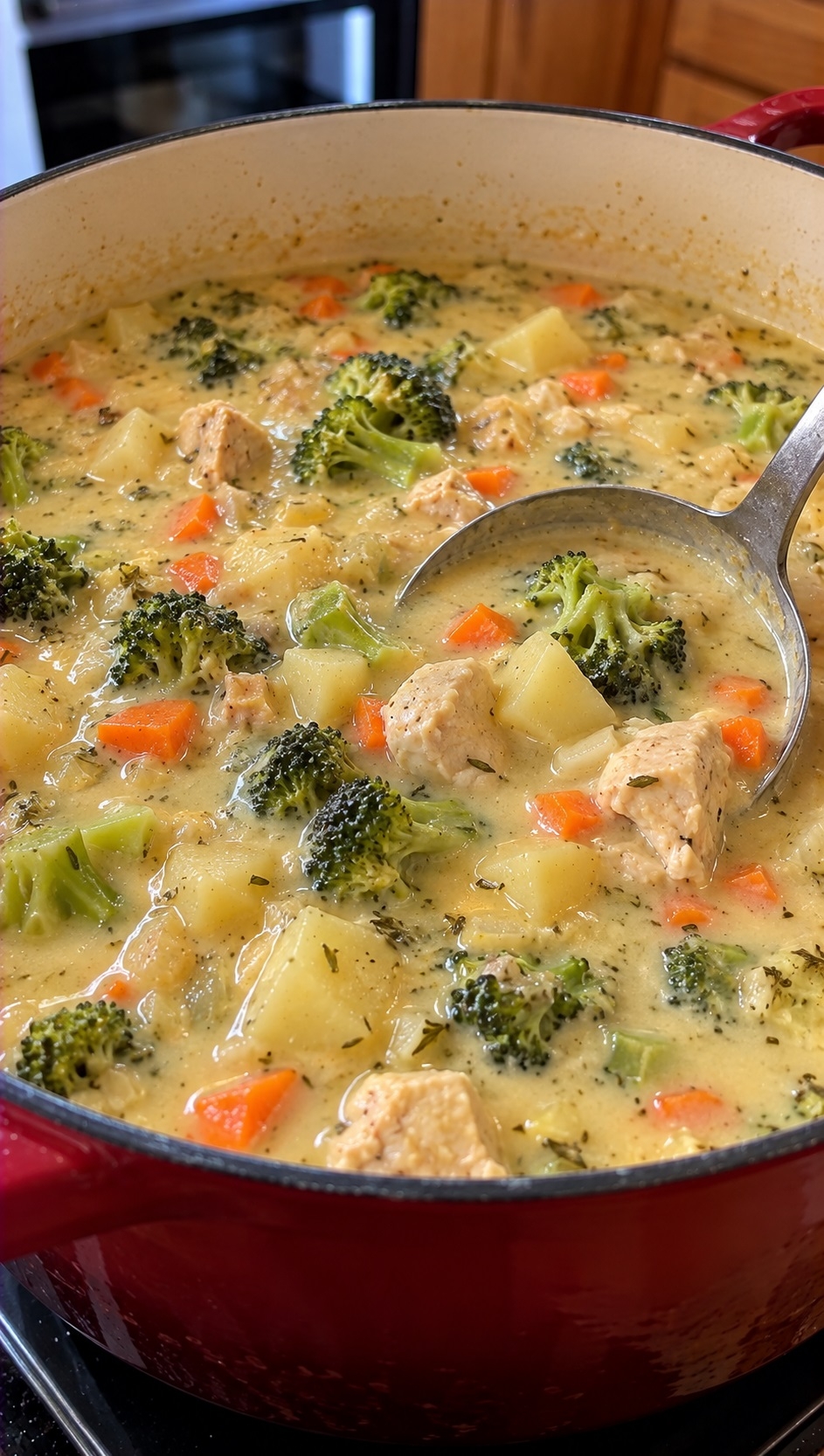 Recette : Soupe cr�meuse au poulet et brocoli.