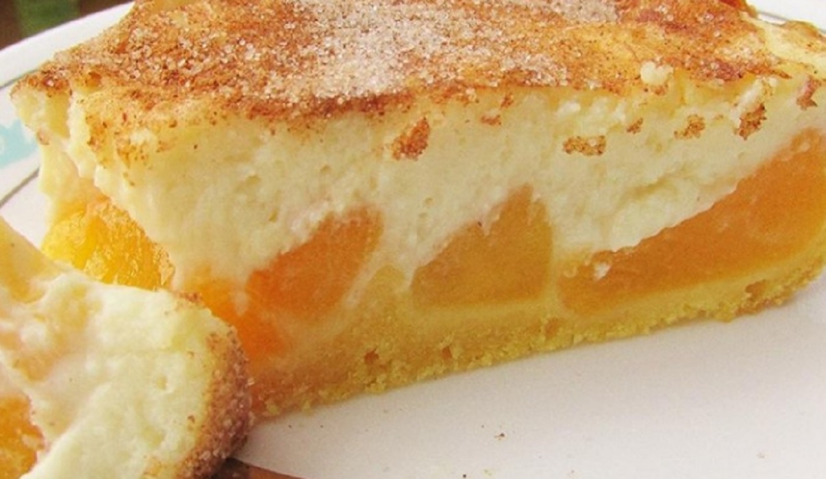 Recette : Tarte aux pches et fromage  la crme.