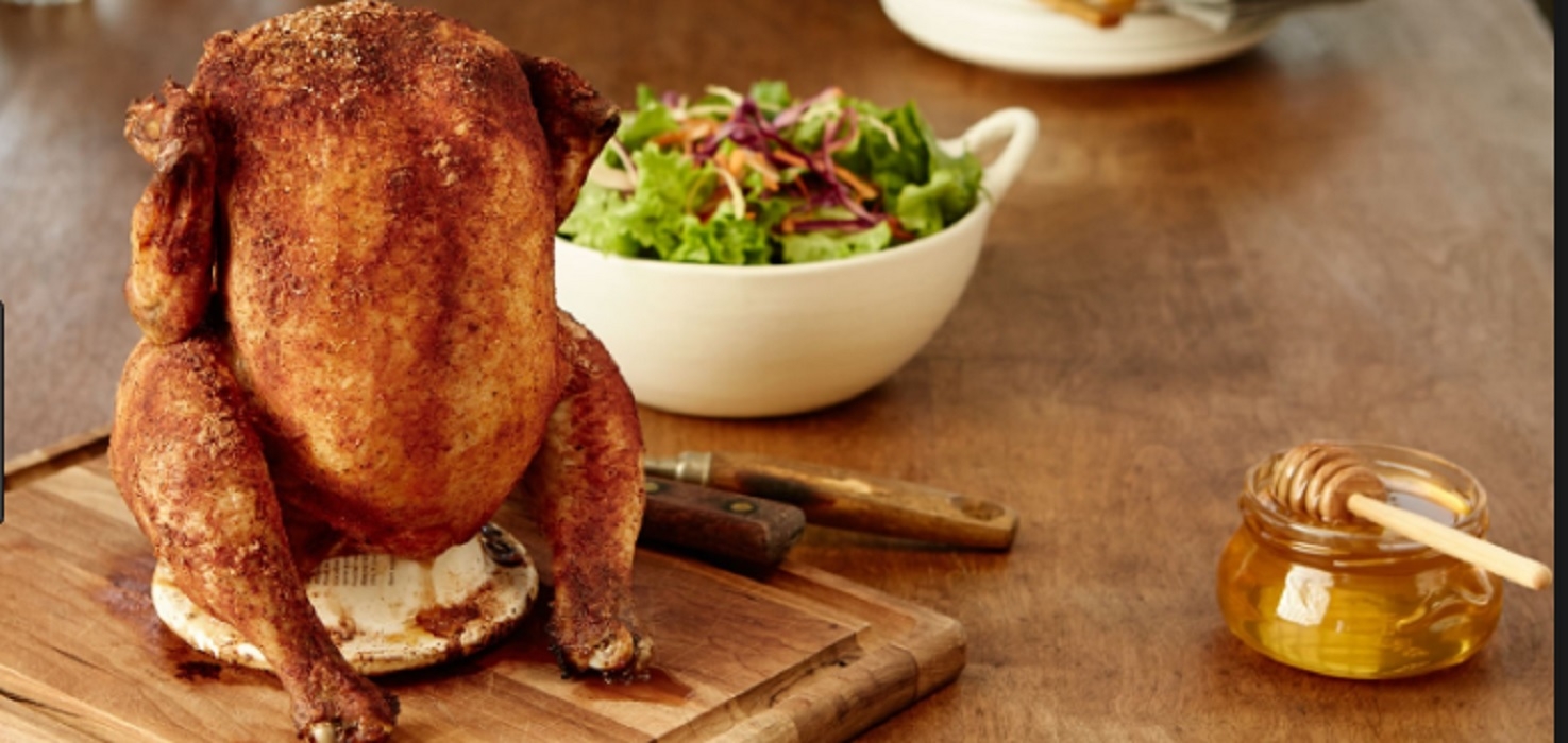 Recette : Poulet r�ti sur une canette de bi�re.
