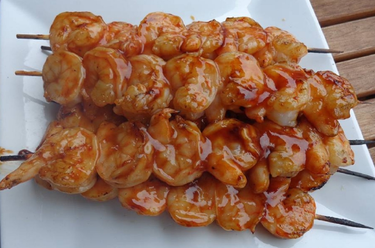 Recette : Brochettes de crevettes d�cadentes.