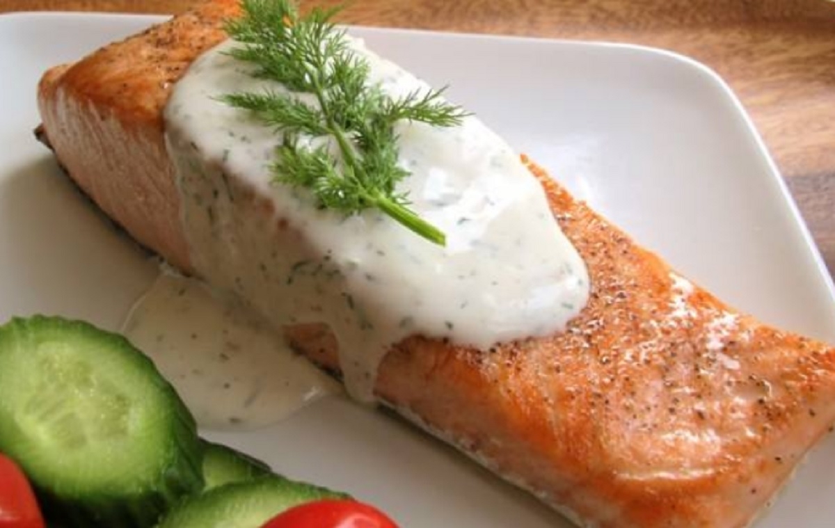 Recette : Filets de saumon  la crme au soupon daneth.