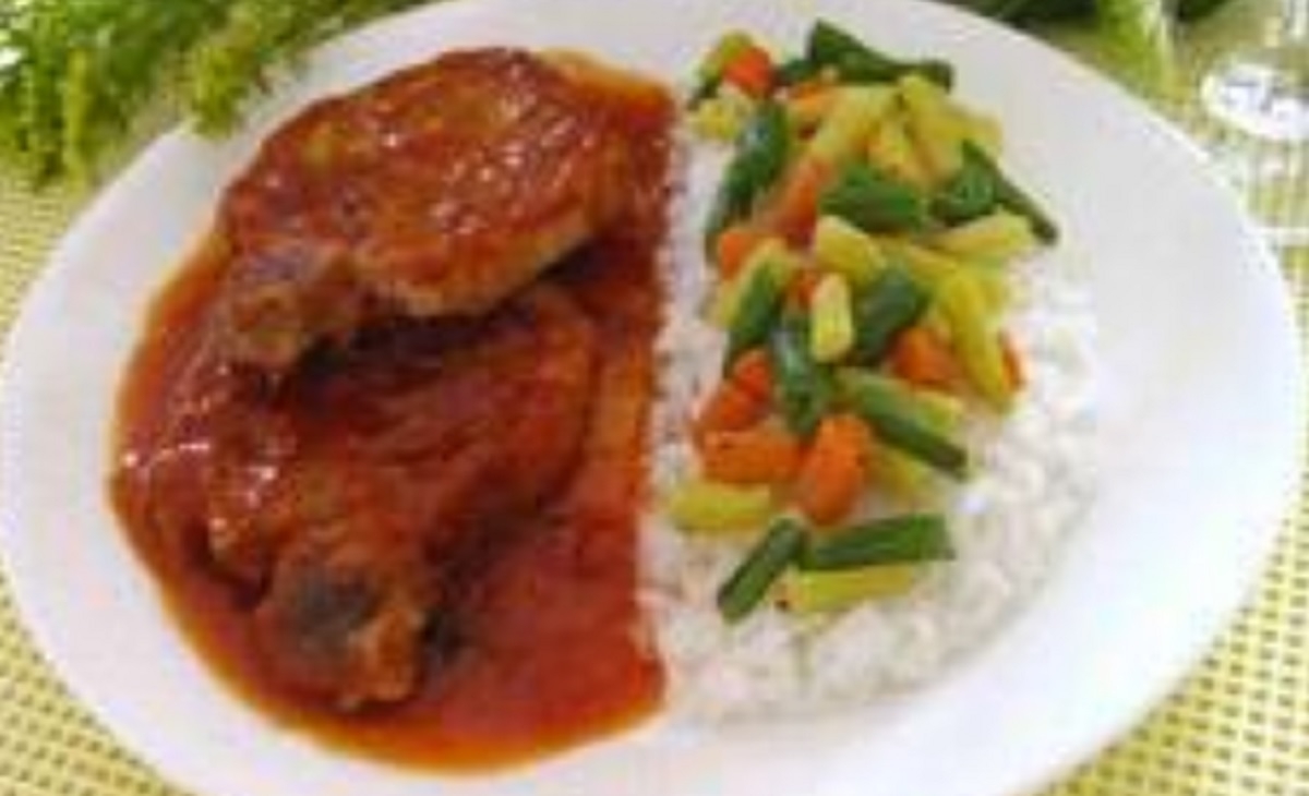 Recette : C�telettes de porc au four et sa sauce sucr�e.