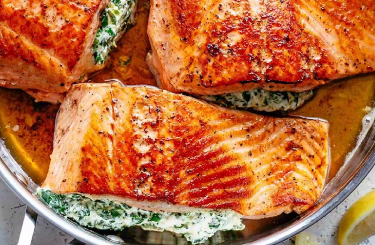 Recette: Saumon farci aux �pinards.