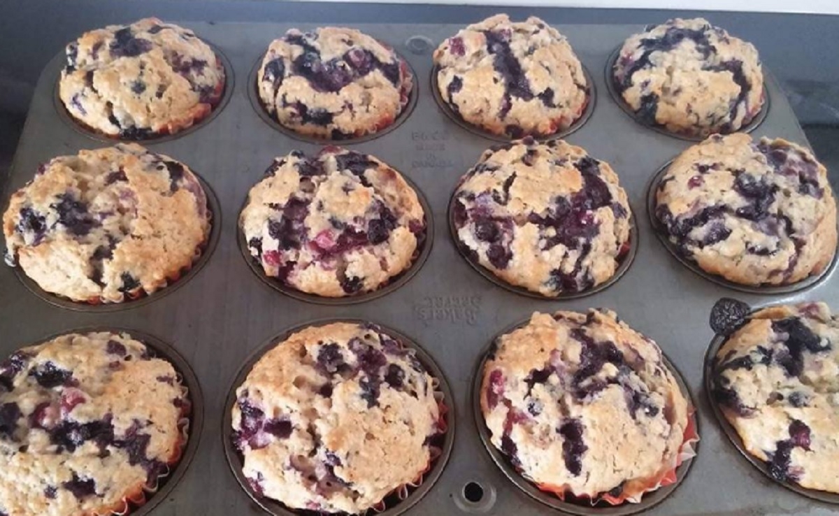 Recette : Muffins aux bleuets et gruau de maman.