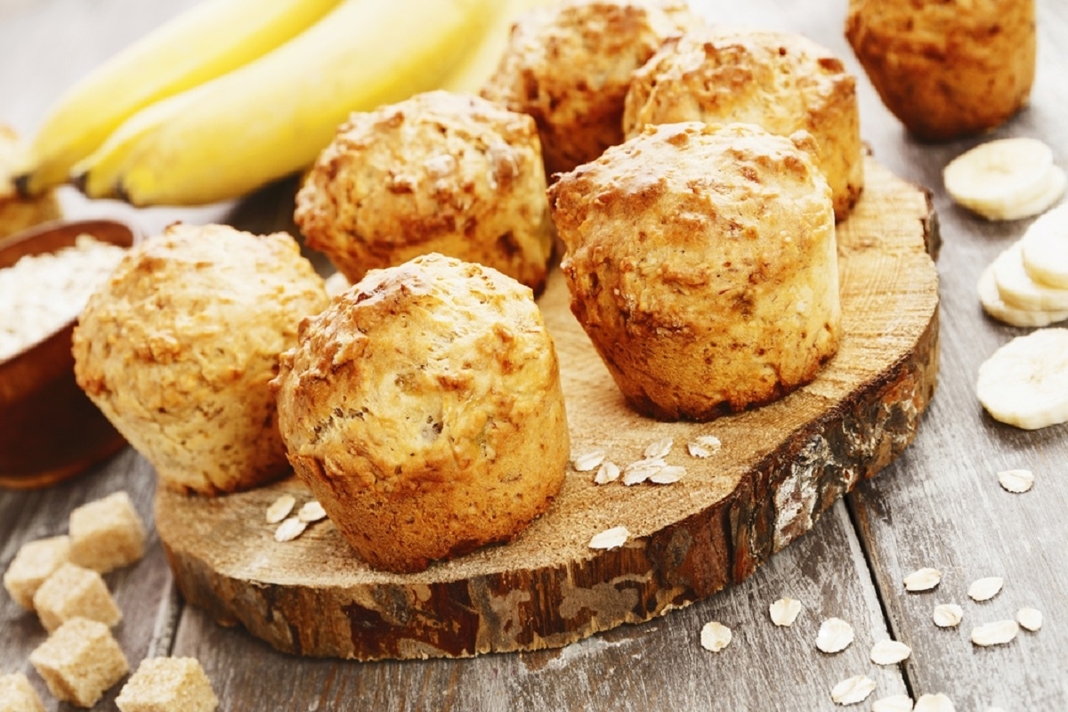 Recette : Muffins aux bananes, raisins et son d'avoine.
