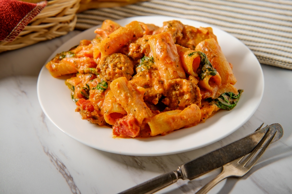 Recette : Rigatonis, sauce ros�e.