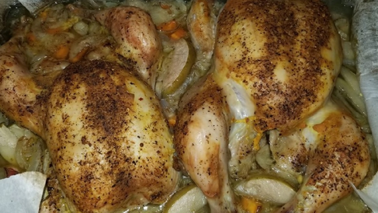 Recette: Poulets r�tis au four.