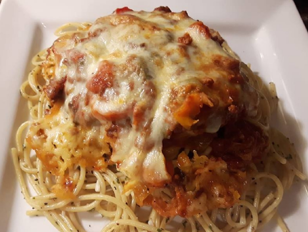 Recette: Spaghettini au poulet parmigiana.