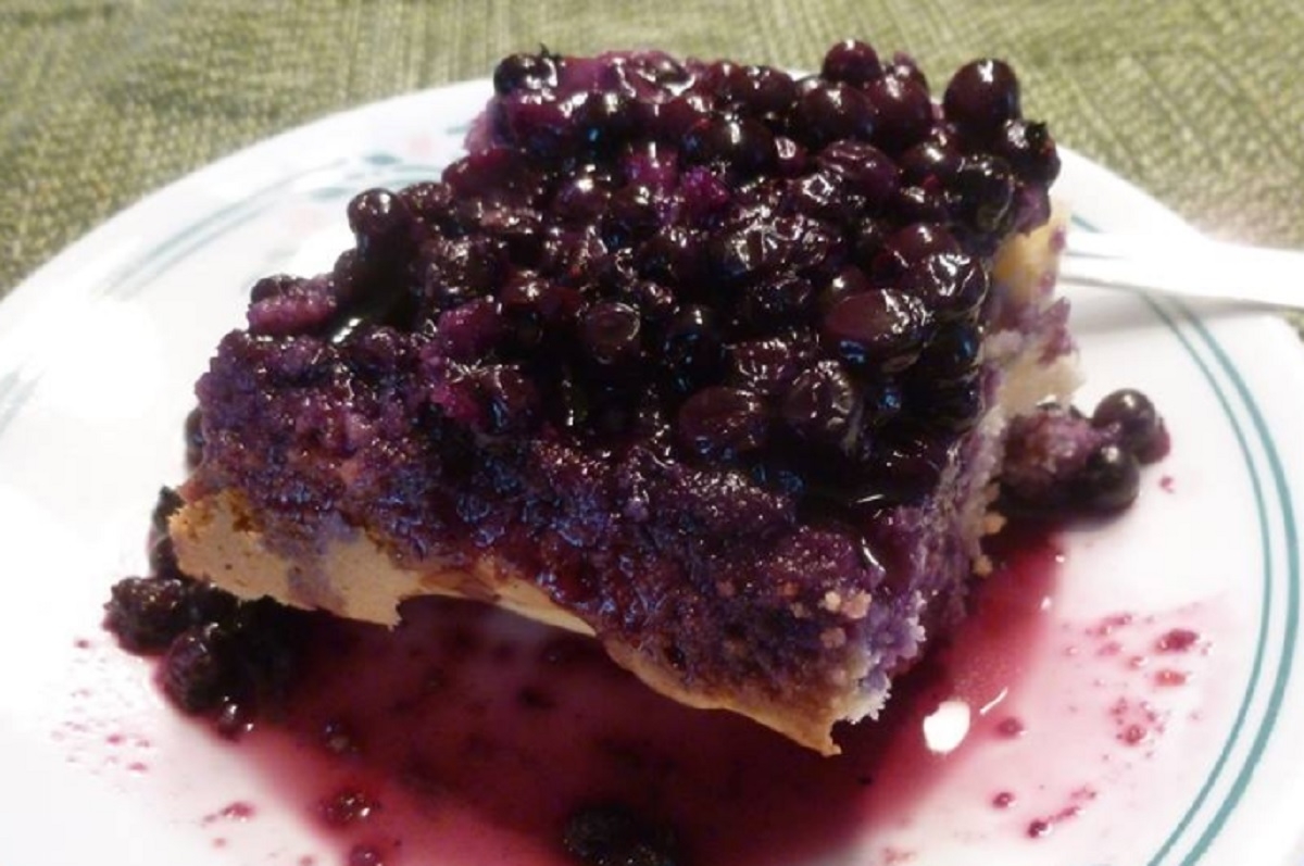 Recette: G�teau renvers� aux bleuets.