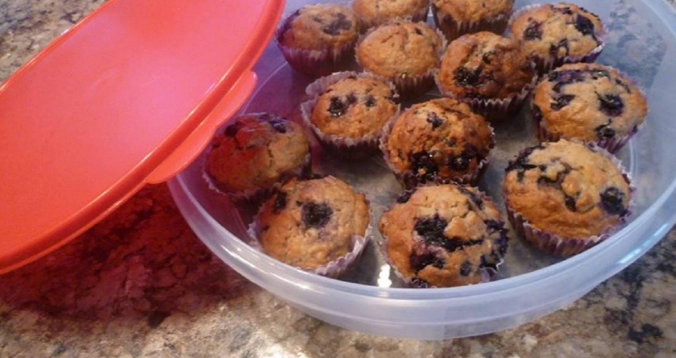 Recette: Muffins aux bleuets, gruau et yogourt.